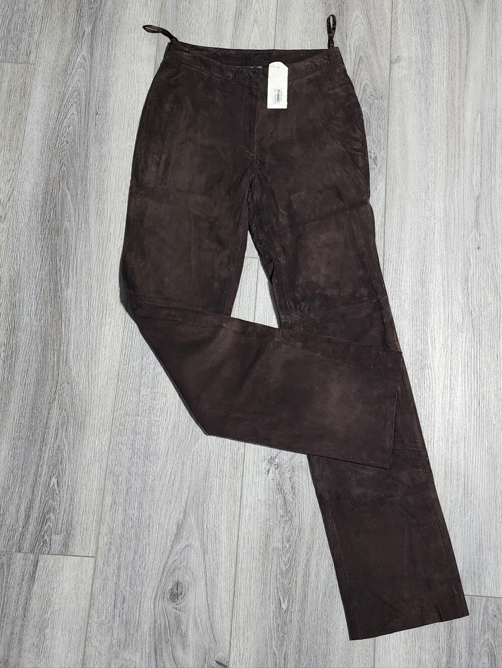 NWT Vintage Y2K I.N.C. Straight Leg High Rise Brown Suede Leather Pants Size 2